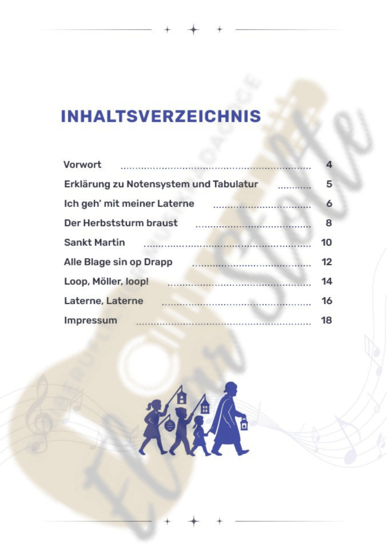 Inhaltsverzeichnis - im E-Book ohne Wasserzeichen Martinslieder Erwachsene
