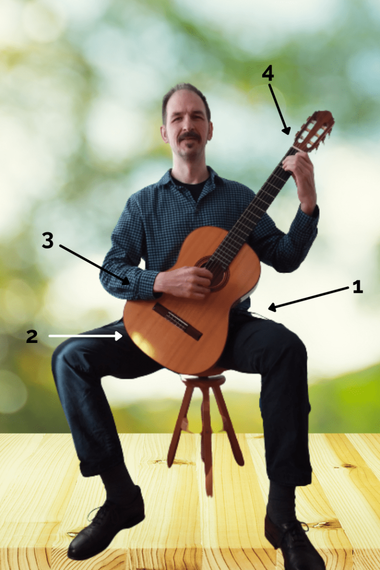 Klassische Haltung Gitarre richtig halten