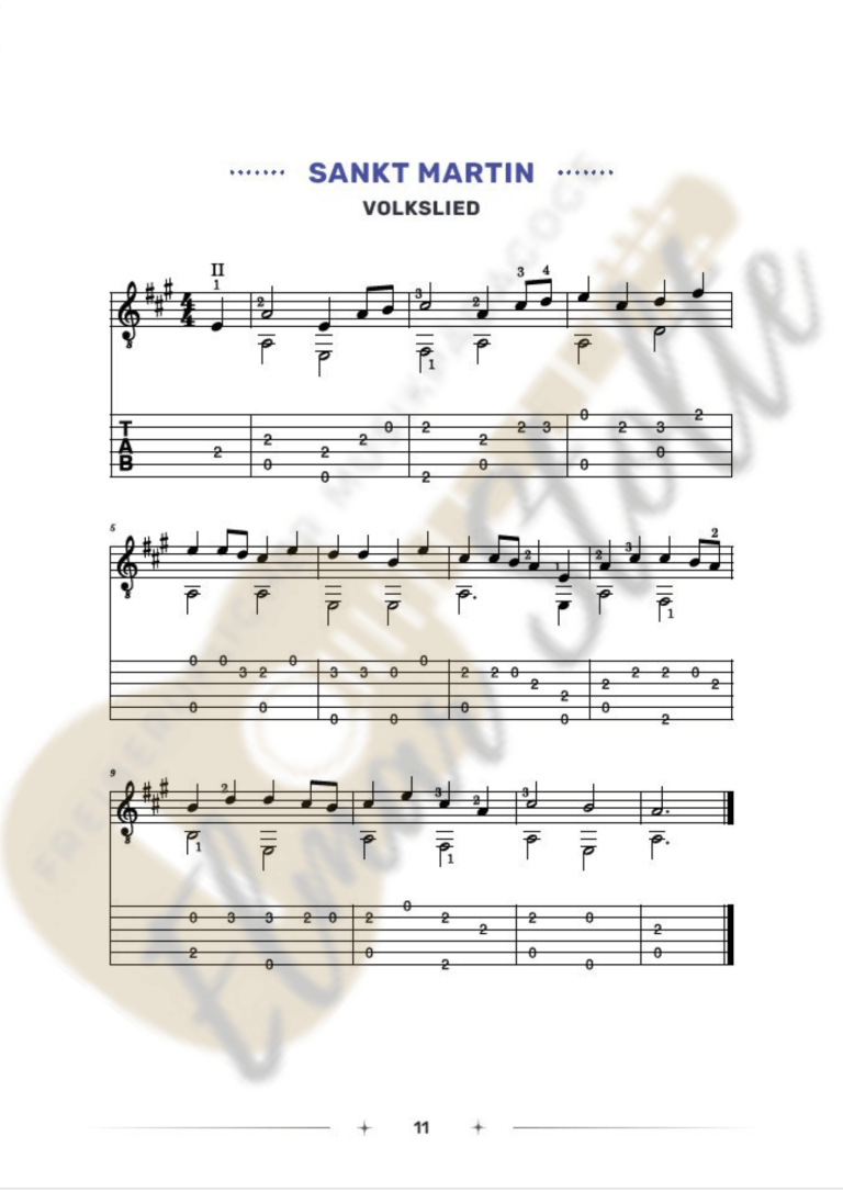 Sankt Martin als Gitarrenarrangement - ohne Wasserzeichen im E-Book Martinslieder einfache Gitarre